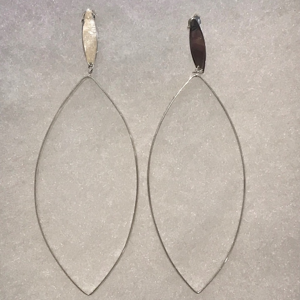 Very Long Earrings, 4.25 Inches, Silver tone, Elegant Oval Hoops, Large
